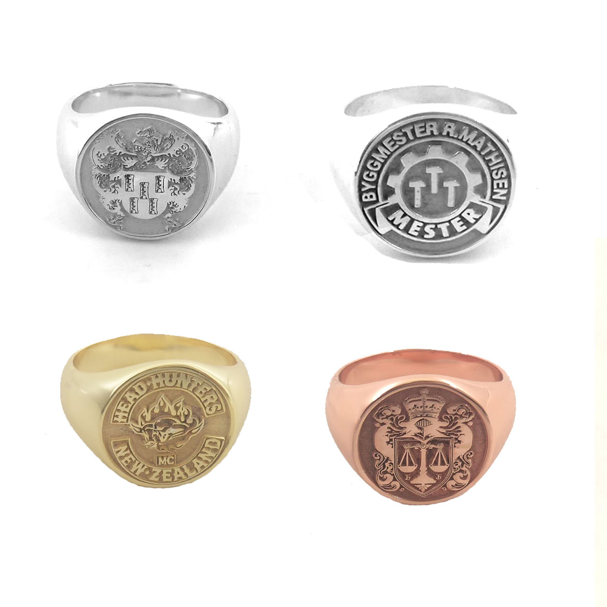 Mens Signet Ring - Кольцо с круглым верхом и гравировкой