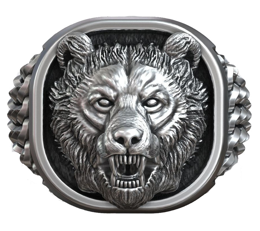 Mens Signet Ring - 22-граммовый сувенирный печатный штамп «Голова викингского