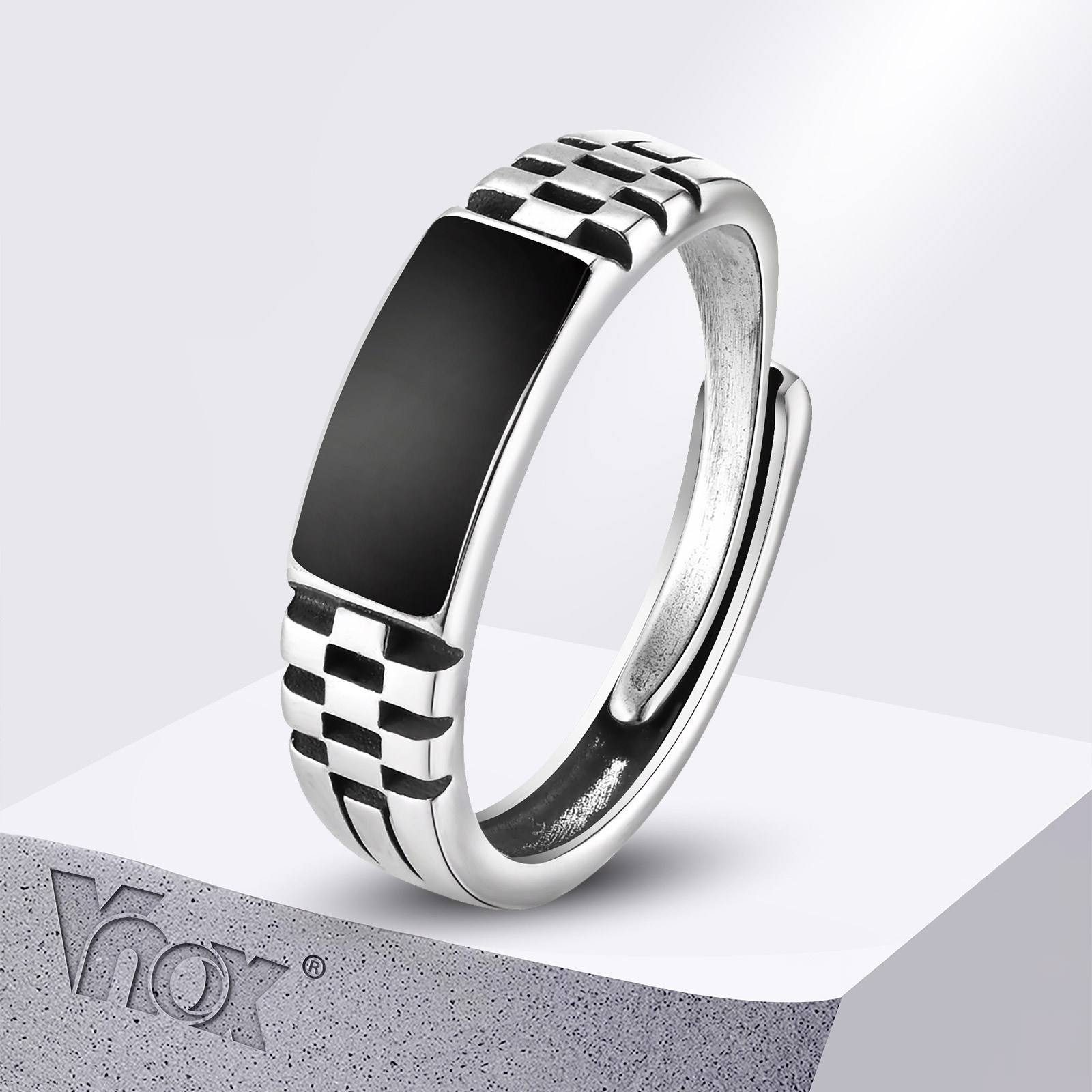 Mens Signet Ring - Мужские открытые кольца Vnox, кольцо-печатка с