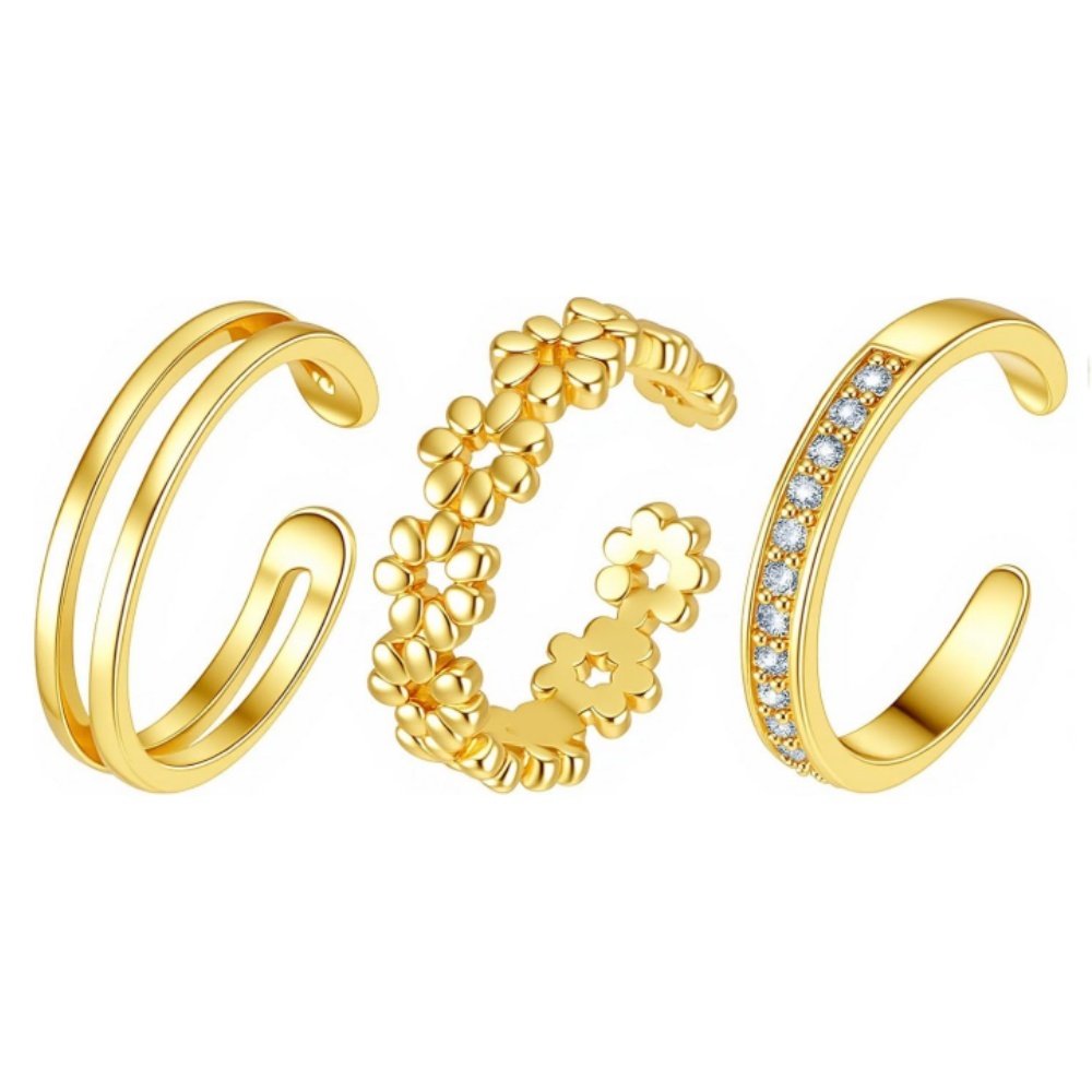 Minimalist Ring Stackable - Набор из 3 золотых регулируемых колец