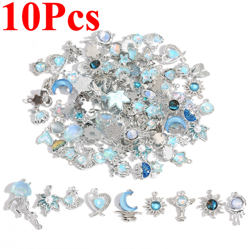 Moon Star Earrings - 10 шт. серебряных подвесок из сплава