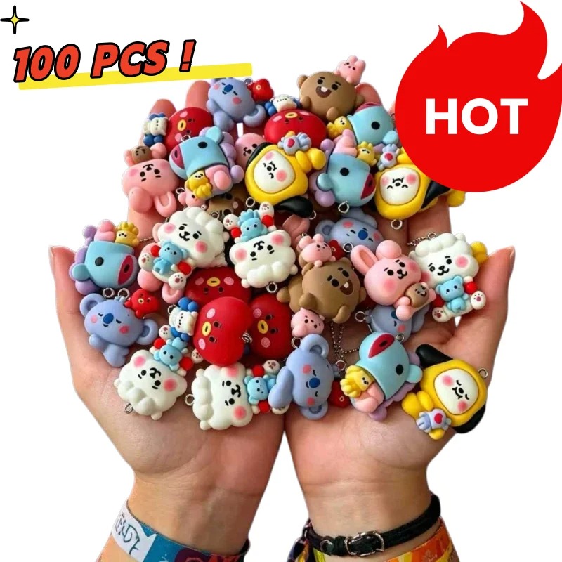 Drop Earrings - 7 шт. смоляных мультяшных шармов BT21