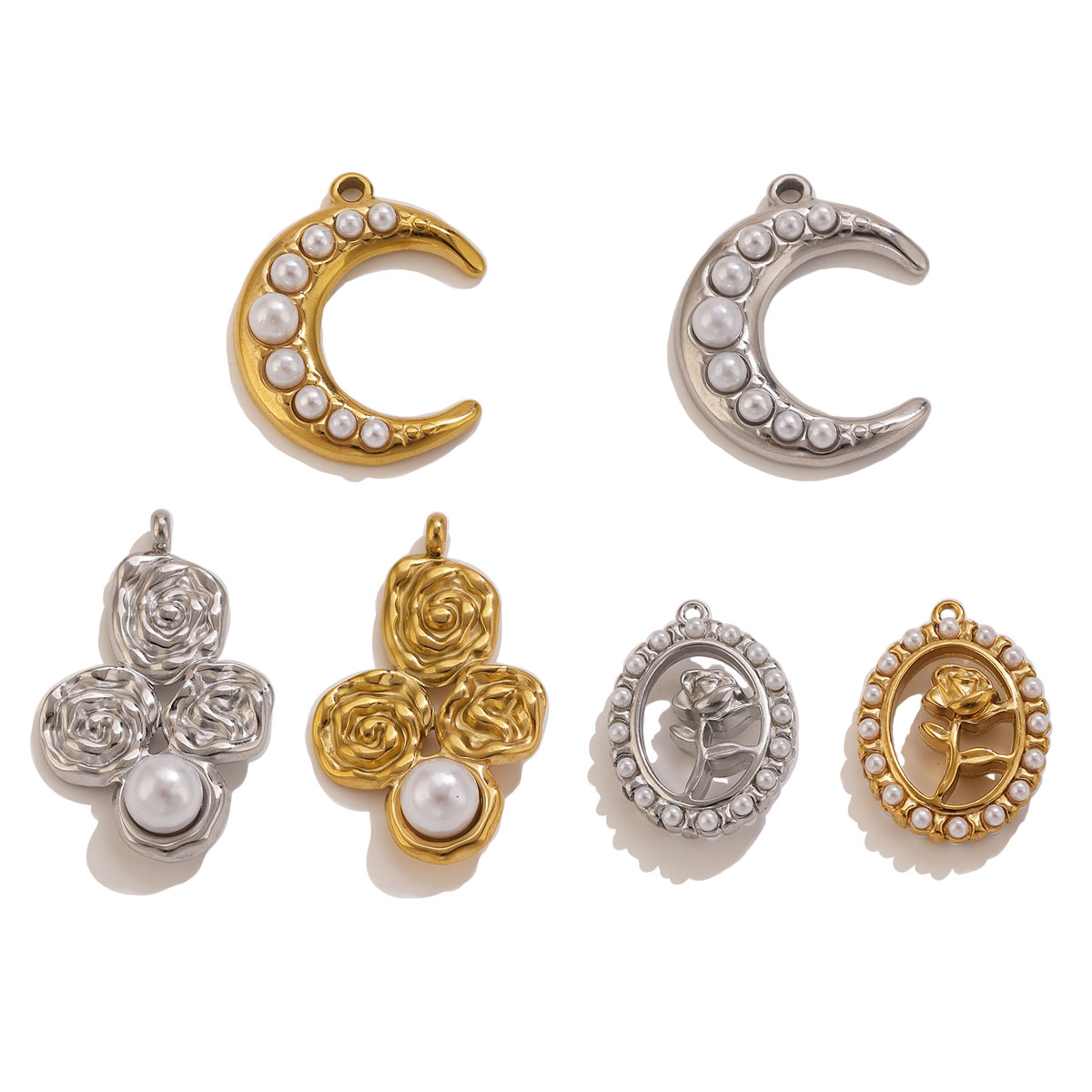 Moon Star Earrings - 5 шт. подвесок-шармов из нержавеющей стали