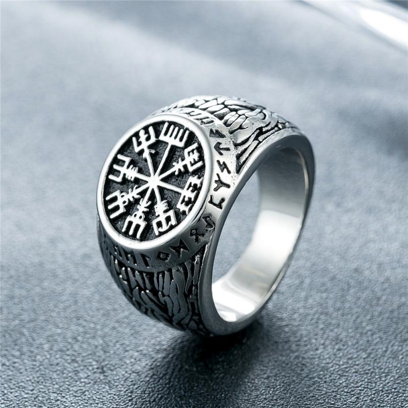 Mens Signet Ring - Винтажные кольца с рунами викингов Scandinavn