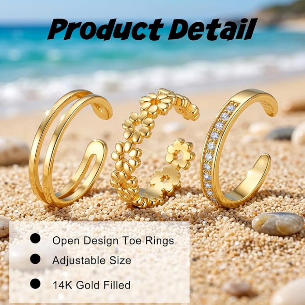 Набор из 3 золотых регулируемы – обзор и цена Minimalist Ring Stackable