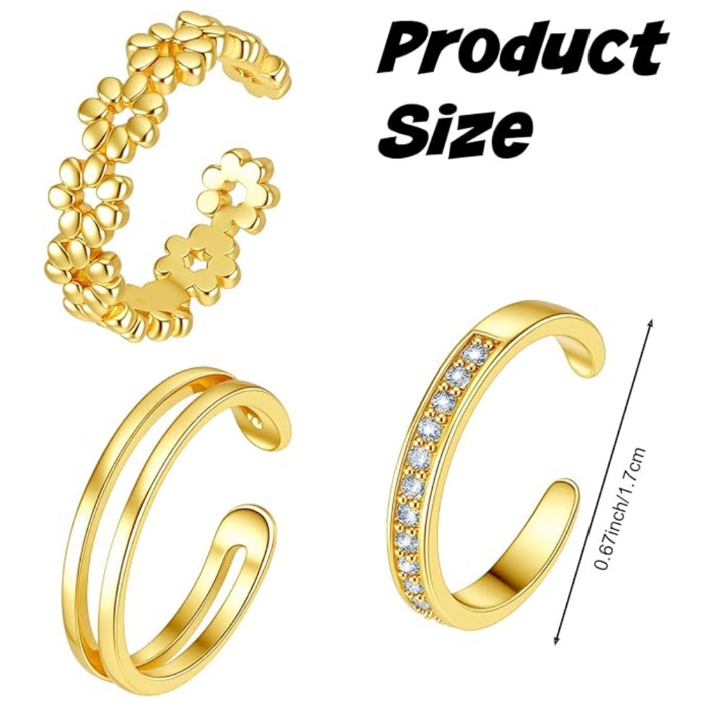 Набор из 3 золотых регулируемы – обзор и цена Minimalist Ring Stackable