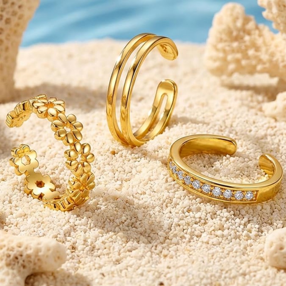 Набор из 3 золотых регулируемы – обзор и цена Minimalist Ring Stackable