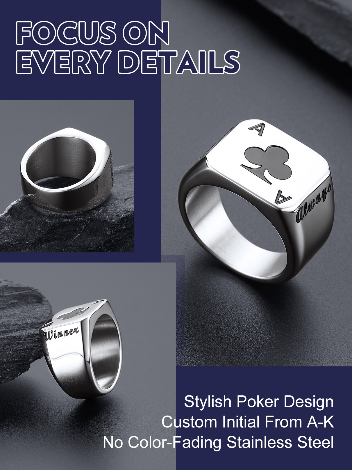 U7 индивидуальные квадратные п – обзор и цена Mens Signet Ring