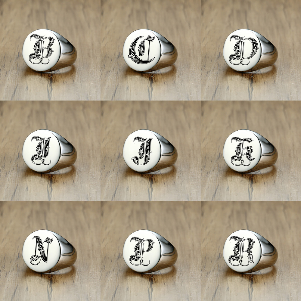 Мужское кольцо с гравировкой б – обзор и цена Mens Signet Ring